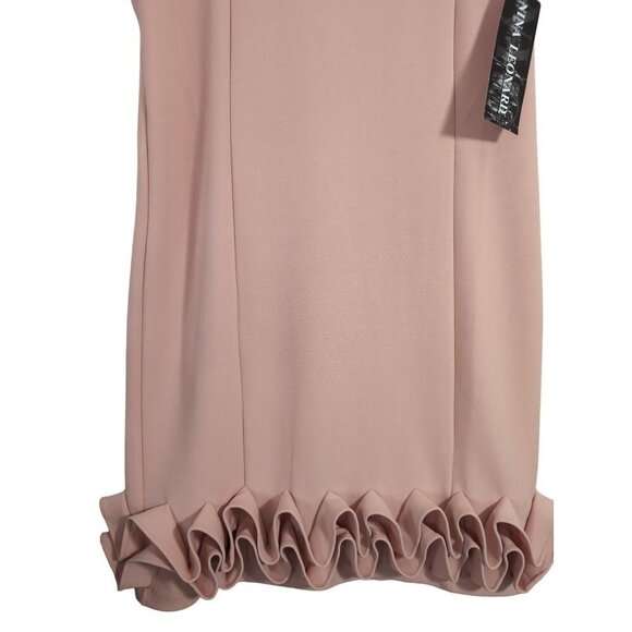 Nina Leonard Sheath Dress Womens M Blush Pink Bow Hem Sleeveless - Picture 4 of 13